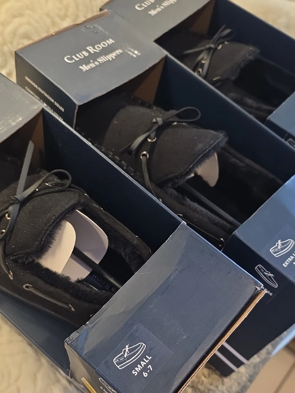 Club Room BLACK Slippers Mens new In Box, Numerous Sizes